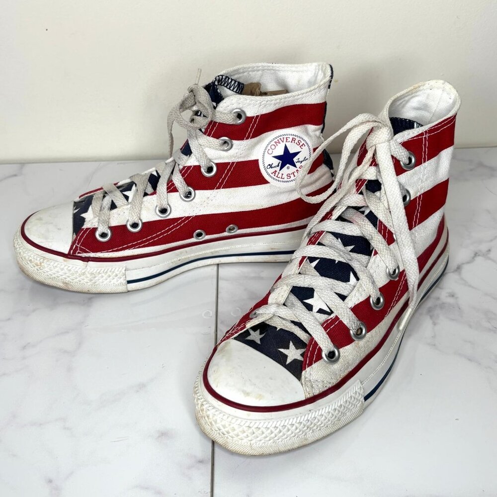 Vintage Converse Chuck Taylor All Star American Flag High Tops Sneakers M 3 W 5